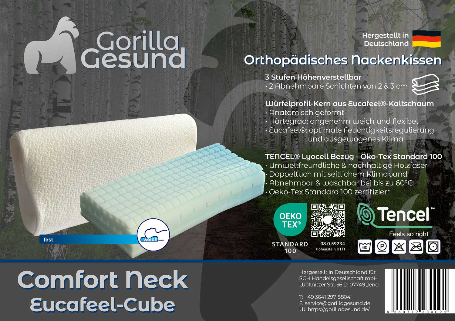 Gorilla Gesund Nackenkissen Comfort Neck Eucafeel®-Cube, Höhenverstellbar_5