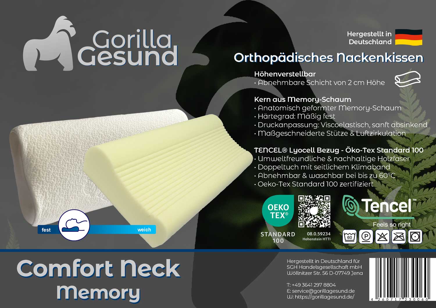 Gorilla Gesund Nackenkissen Comfort Neck Memory, Höhenverstellbar_6