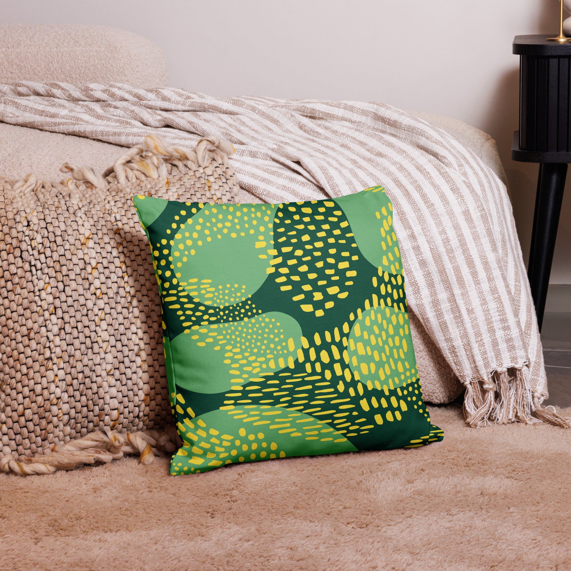 Premium sofa cushion green cheetah