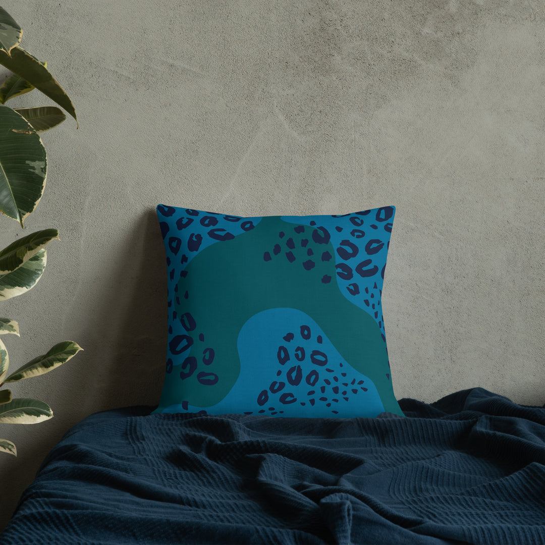 Premium Sofa Kissen blau Leopard