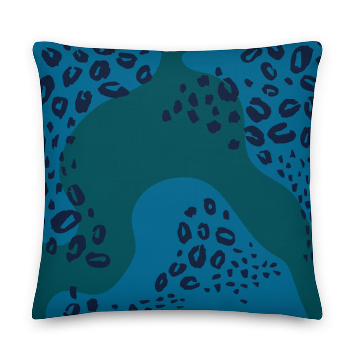 Premium Sofa Kissen blau Leopard