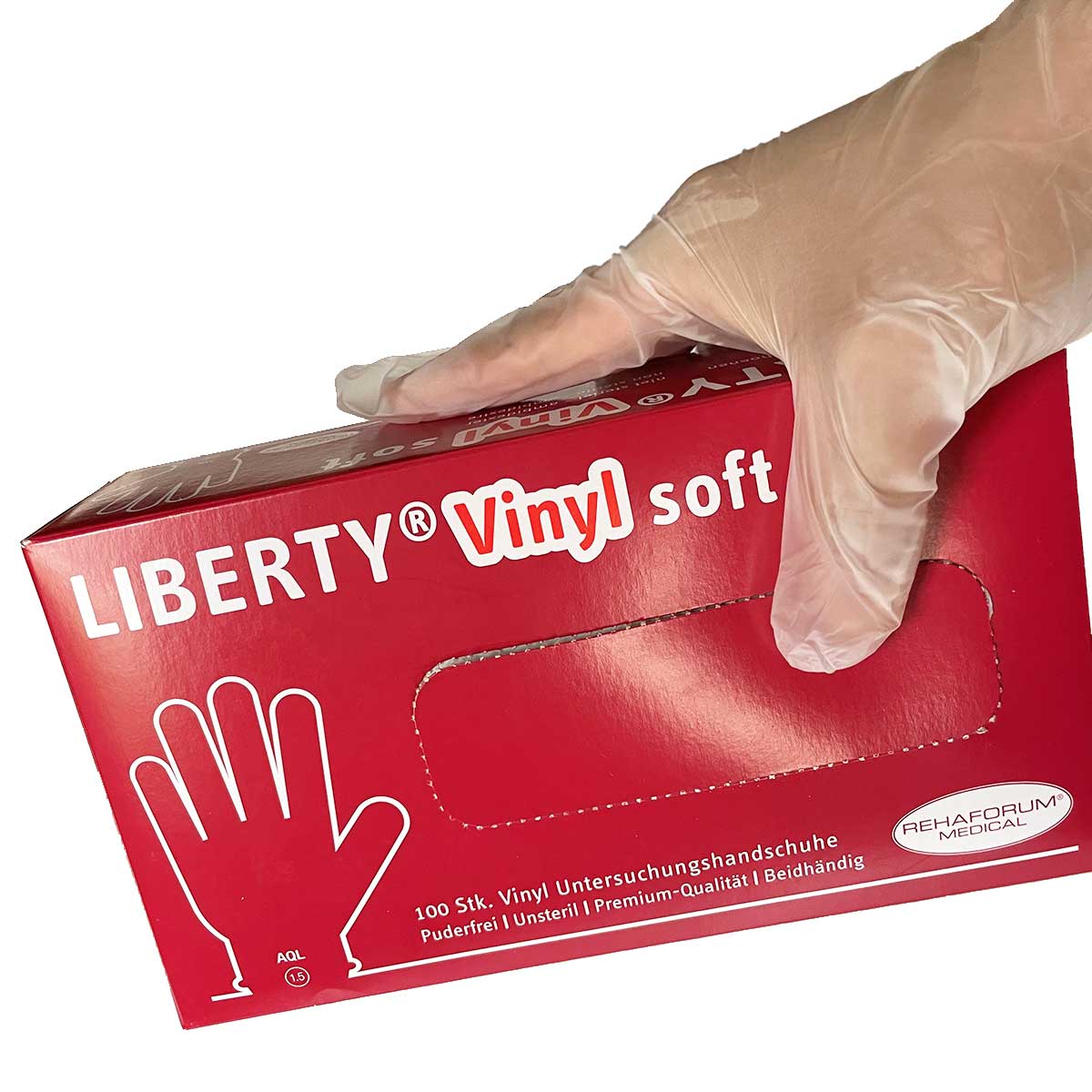 Praxis Klinik Bedarf Einweghandschuhe LIBERTY Vinyl Handschuhe soft, 100 Stück Rehaforum guenstig online kaufen bei Gorilla Gesund