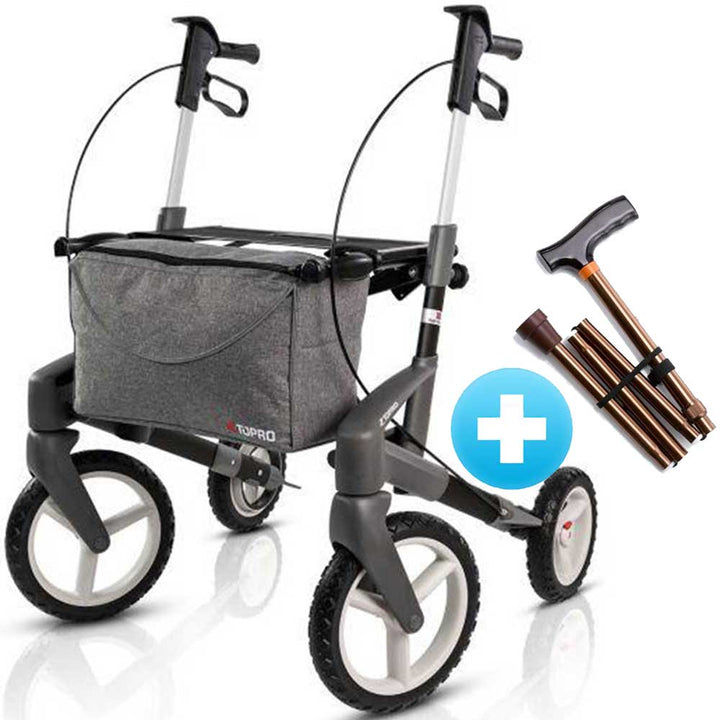Rollator Outdoor Rollator Topro Olympos ATR Topro M / schwarz / mit Gehstock faltbar 202610 + Gehstock guenstig online kaufen bei VIDIMA